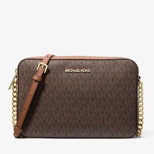 MICHAEL KORS- NWT Jet Set LG Crossbody Bag in Brown with MK Print